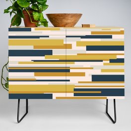 Wright Mid-Century Modern Abstract in Mustard Yellow, Navy Blue, Pale Blush Credenza