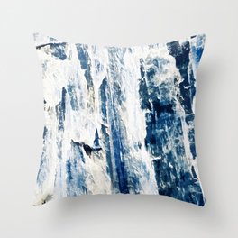 Blue and White Wood Texture Throw Pillow