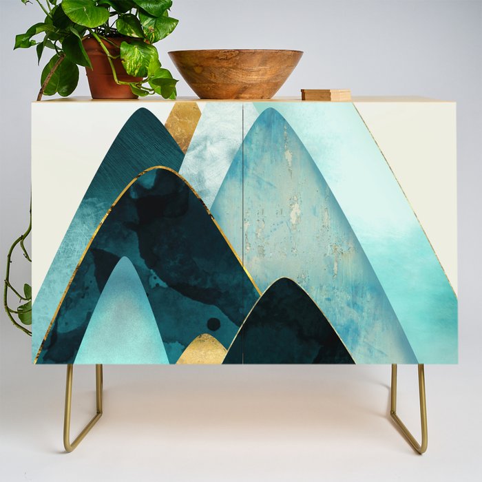 Gold and Blue Hills Credenza