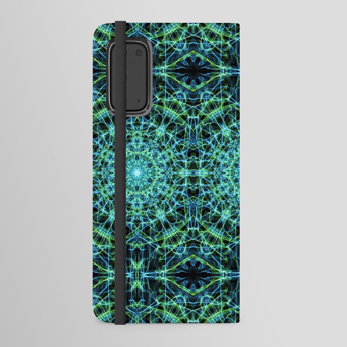 Liquid Light Series 52 ~ Blue & Green Abstract Fractal Pattern Android Wallet Case