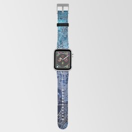 Manchester Map Navy Blue Turquoise Watercolor Apple Watch Band