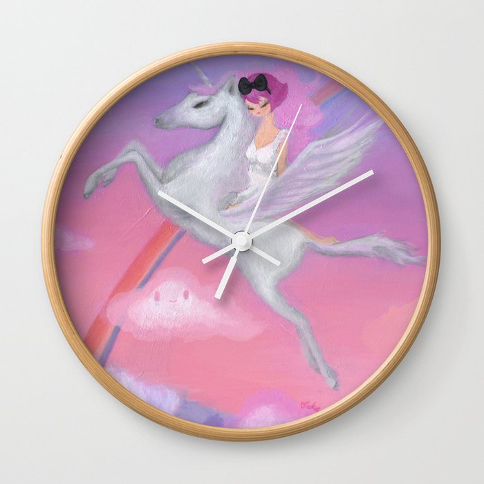 The Girl Who Flew Over the Clouds Wall Clock