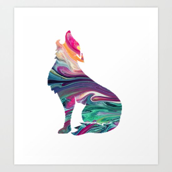 swirly wolf Art Print