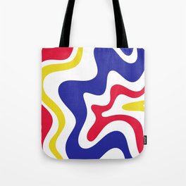 Retro Liquid Swirl Abstract Pattern Blue Red Yellow White Tote Bag