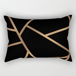 Black and Gold Fragments - Geometric Design Rectangular Pillow