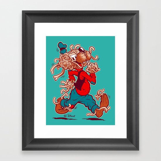 THE FLYING SPAGHOOFY MONSTER Framed Art Print
