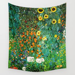 Gustav Klimt - Farm Garden with Sunflowers Wall Tapestry