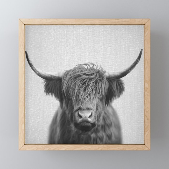 Highland Cow - Black & White Framed Mini Art Print