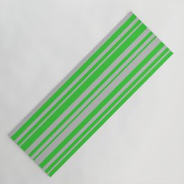[ Thumbnail: Lime Green & Grey Colored Lined/Striped Pattern Yoga Mat ]