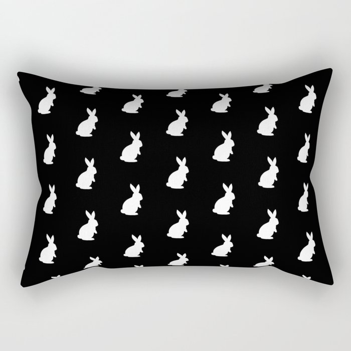 Rabbit Silhouette Pattern (white/black) Rectangular Pillow