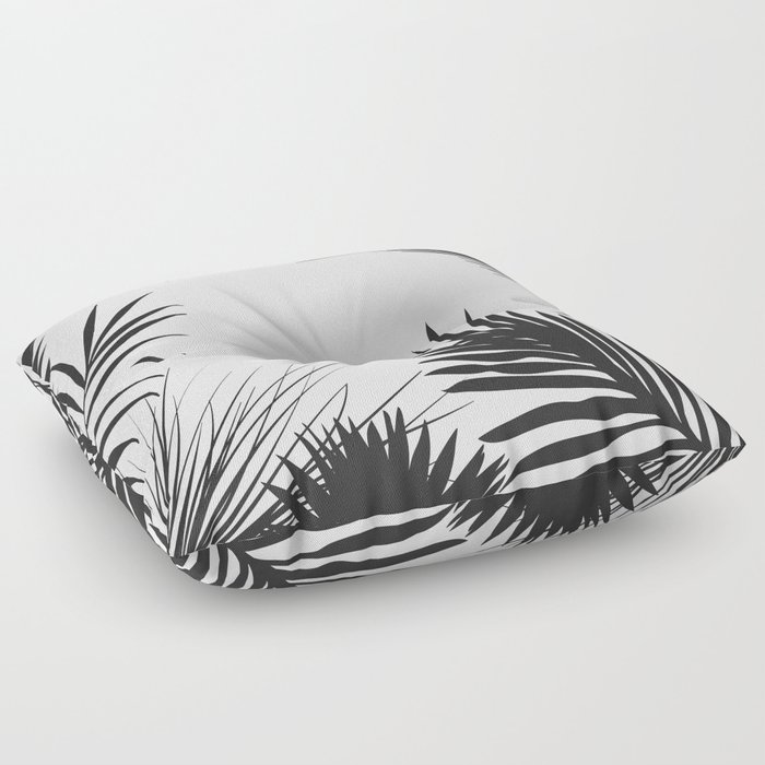 Black And White Palm Leaves Floor Pillow