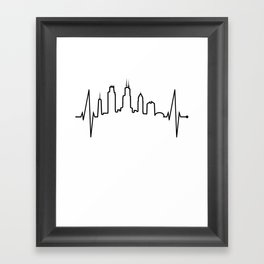 Chicago Skyline Heartbeat Heart Love Silhouette Chicago Framed Art Print