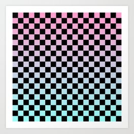 Pink and Blue Gradient Checkers Art Print