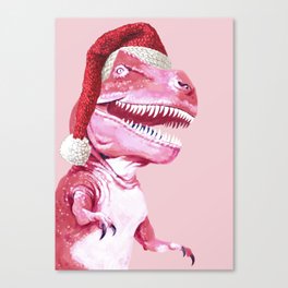 Pink Santa T-Rex Canvas Print