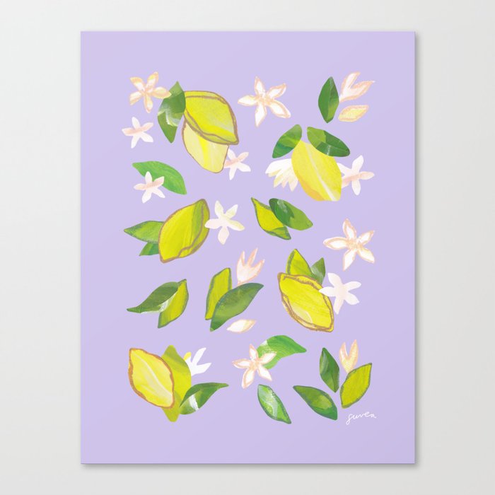 Lemonly Lemon print Lilac Canvas Print