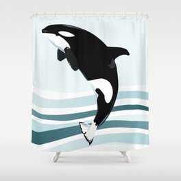 Killer Whale Wave Abstract Shower Curtain