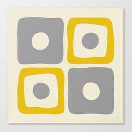 Mid Century Modern Square Dot Pattern 592 Yellow and Gray Canvas Print