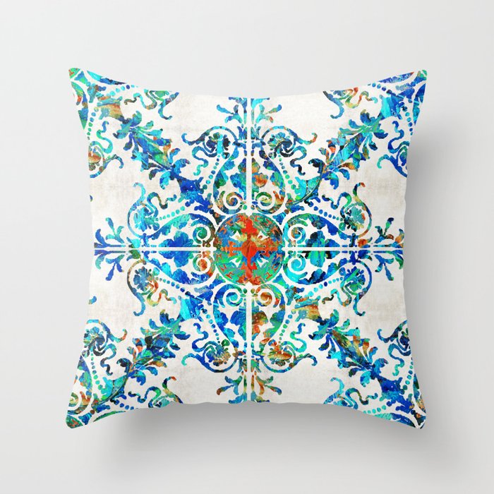 Colorful Pattern Art - Color Fusion Design 6 By Sharon Cummings Throw Pillow