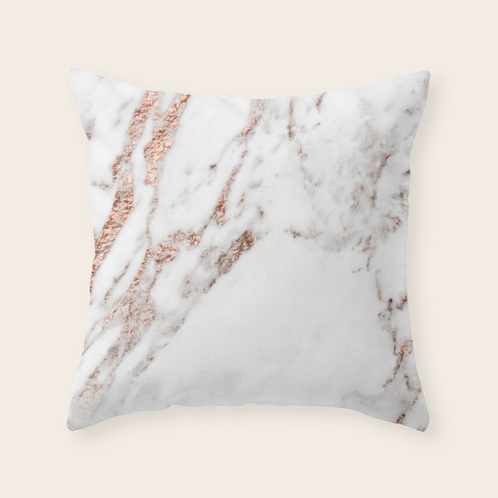 Rose gold foil marble Throw Pillow by marbleco Society6