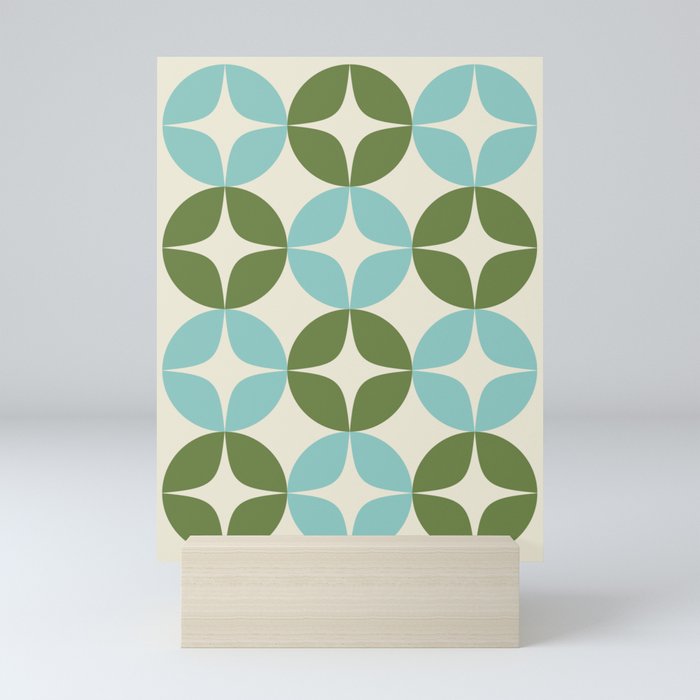 Mid Century Modern Pattern in Teal and Green Mini Art Print