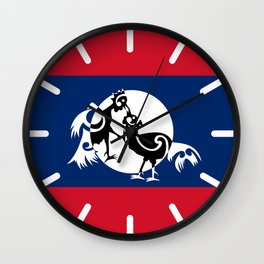 Laos, Roosters Sparring Wall Clock