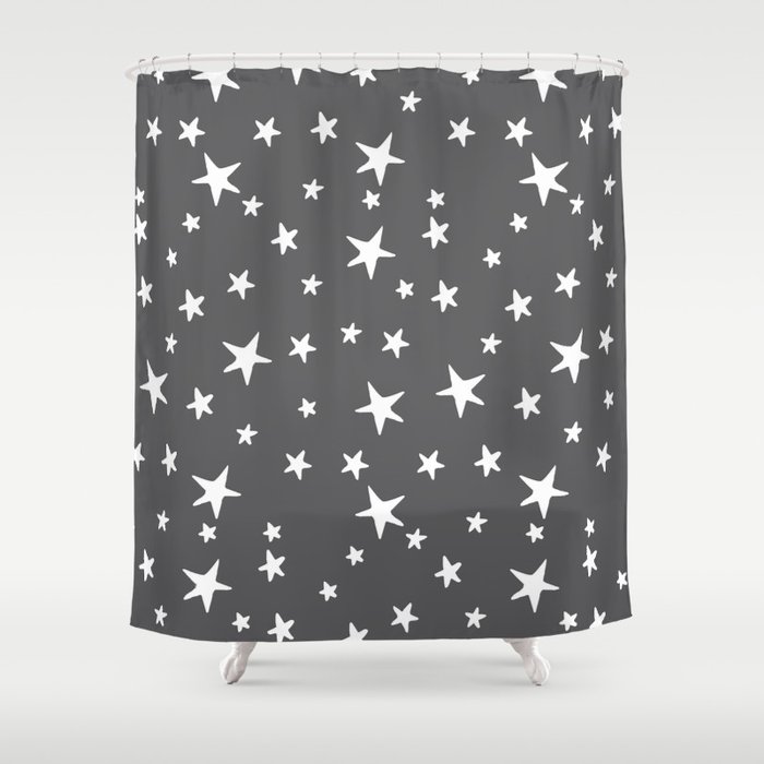 Stars White On Gray Shower Curtain By Fancy As Designs Society6