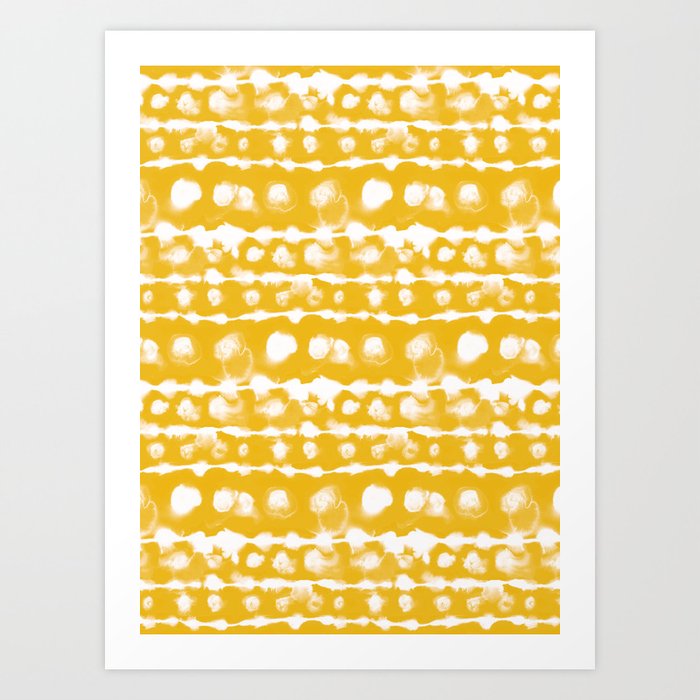 Dye Dot Stripe Yellow Art Print