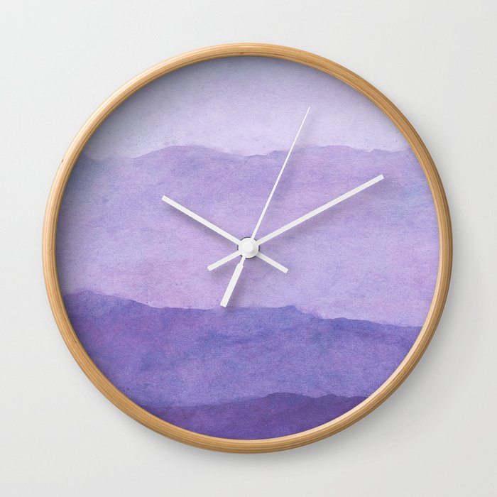 Ombre Waves in Purple Wall Clock