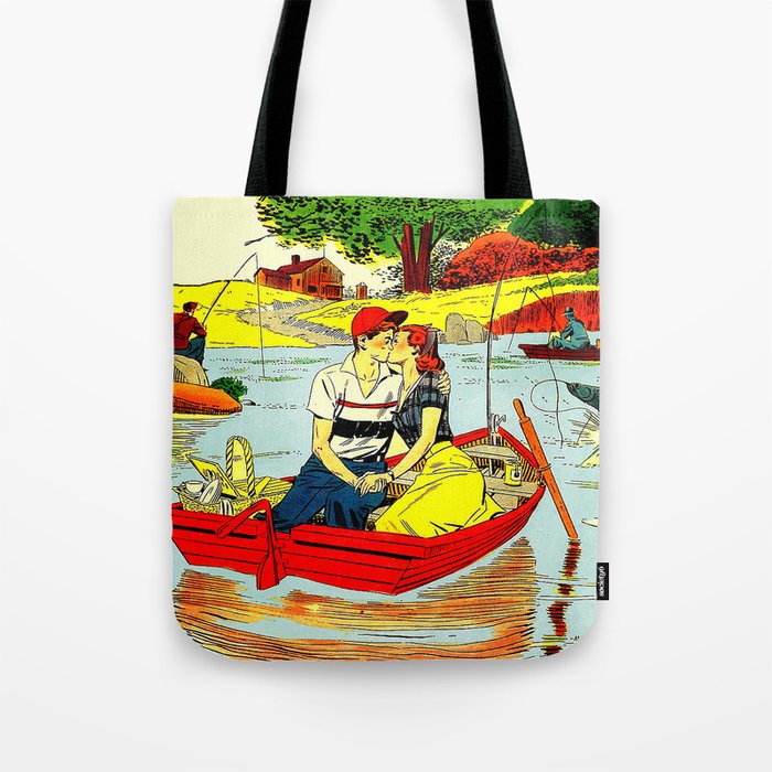  Gone Fishin' - 1950s Young Couple At The Lake Tote Bag