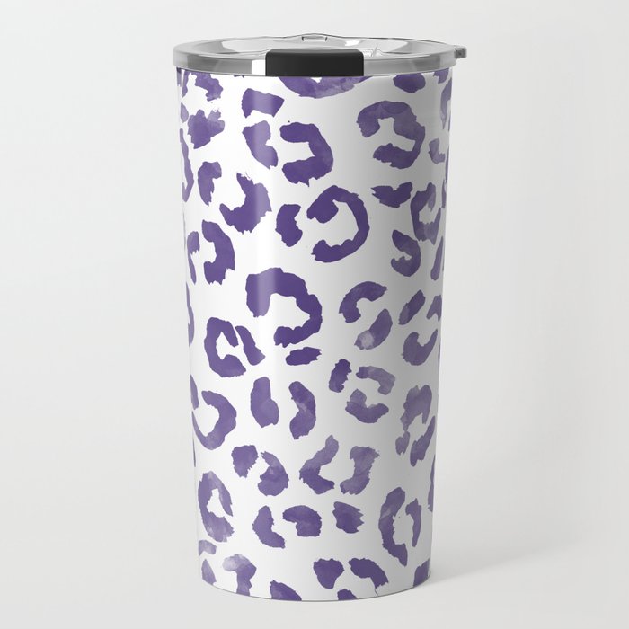 Modern hand painted leopard purple ultra violet watercolor pattern Travel Mug