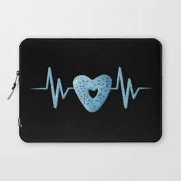 Heartbeat with cute blue heart shaped donut illustration Laptop Sleeve