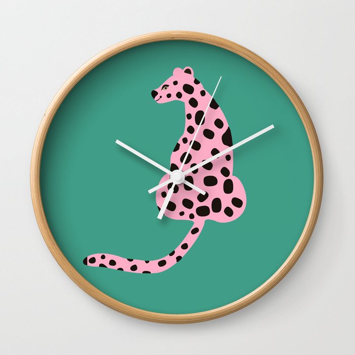Pink Cheetah Wall Clock