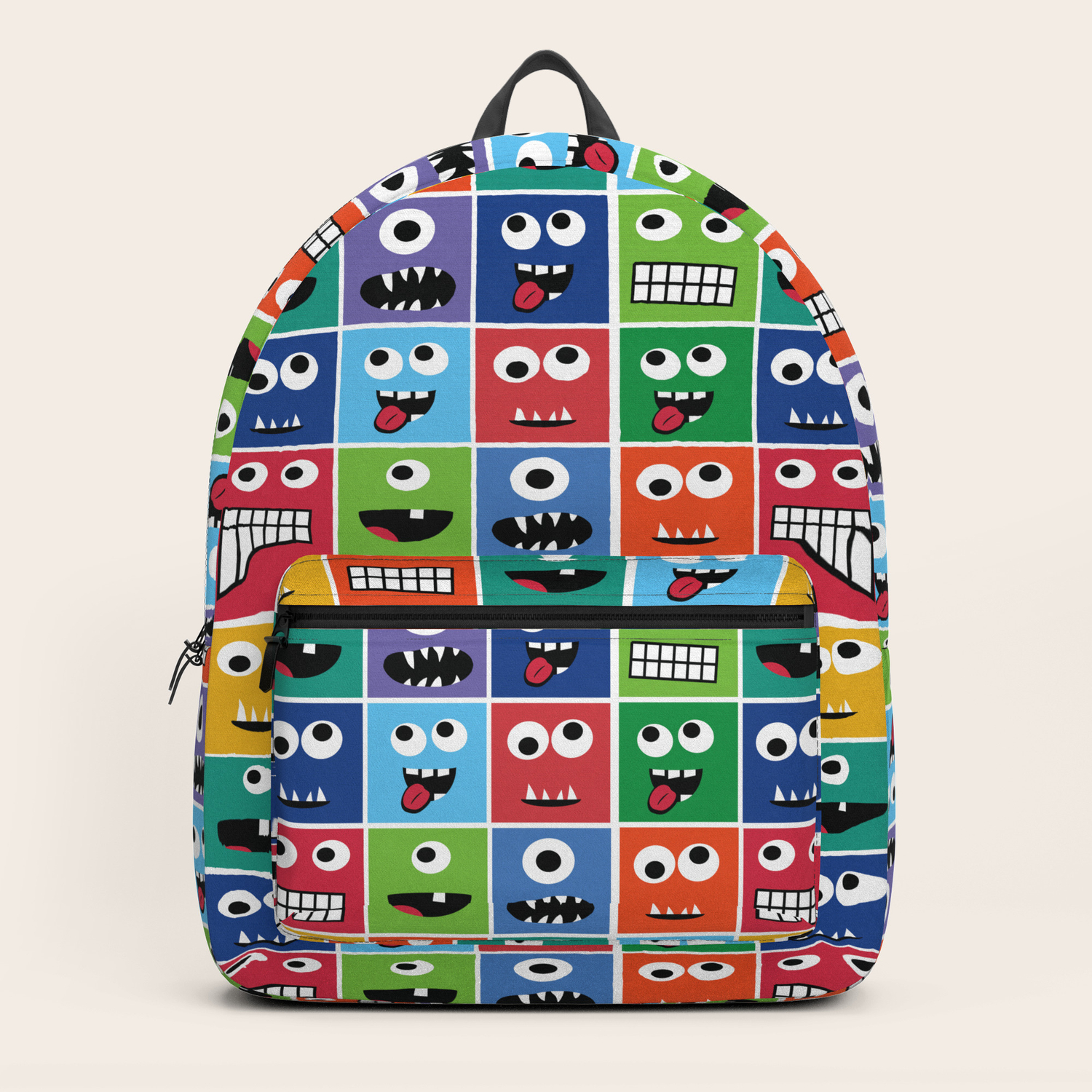 backpack with monster face