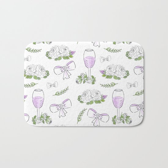 Watercolor seamless romantic print Bath Mat
