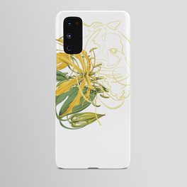 Yellow Lily Line Art Tiger Head Android Case