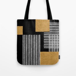 Stripes and Squares on Black Composition - Abstract Tote Bag