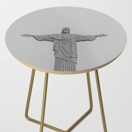 Brazil Photography - Christ The Redeemer Under The Gray Sky Side Table