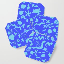 Beachside - Sky Blue on Cobalt Coaster