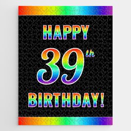 [ Thumbnail: Fun, Colorful, Rainbow Spectrum “HAPPY 39th BIRTHDAY!” Jigsaw Puzzle ]