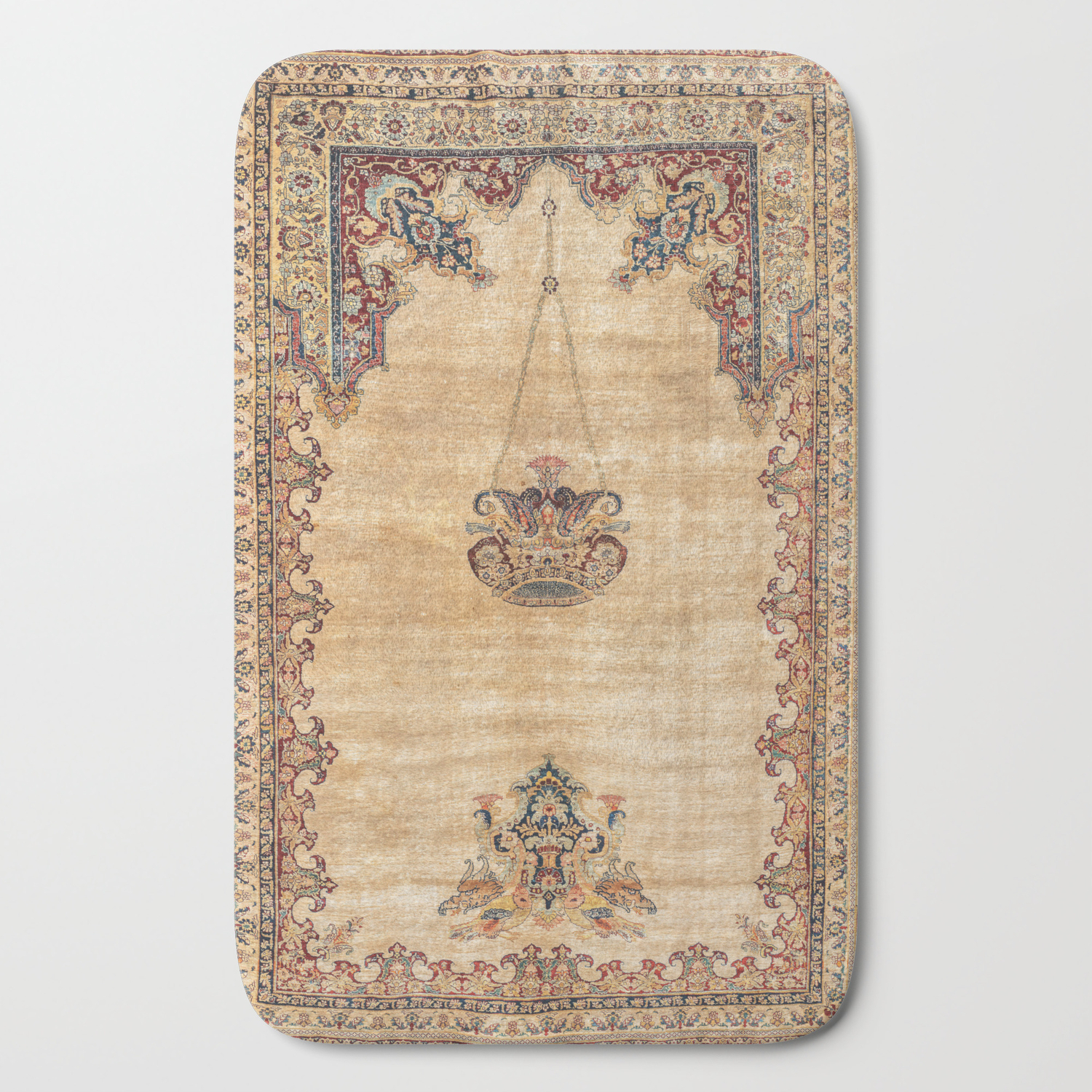 Tabriz Antique North West Persian Silk Niche Rug Print Bath Mat By