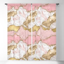 Pink Gold Glitter Agate Pretty Girly Blackout Curtain