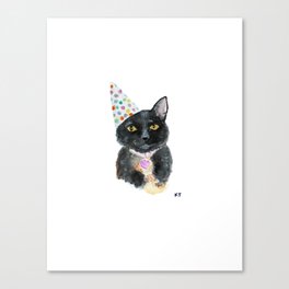 Party Cat Watercolor Print Canvas Print