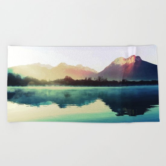 Mountains #watercolor Beach Towel