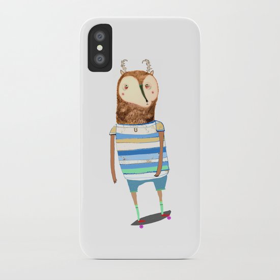 Deer, deer art, deer print, deer illustration, skateboard art, skateboarder, iPhone Case
