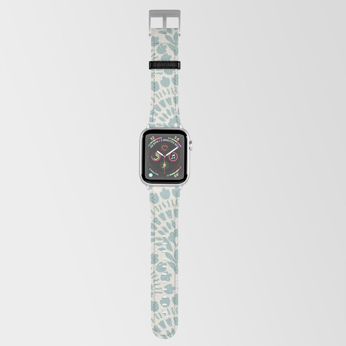 Boho Floral Pattern In Pastel Blue (Mediterranean Aesthetic) Apple Watch Band
