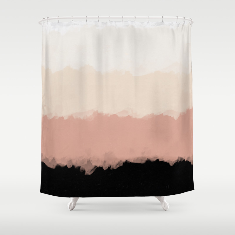 rose colored shower curtain