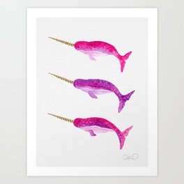 Pink Narwhal Art Print