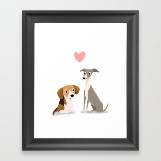 The Unlikely Pair - Cute Dog Series Framed Art Print