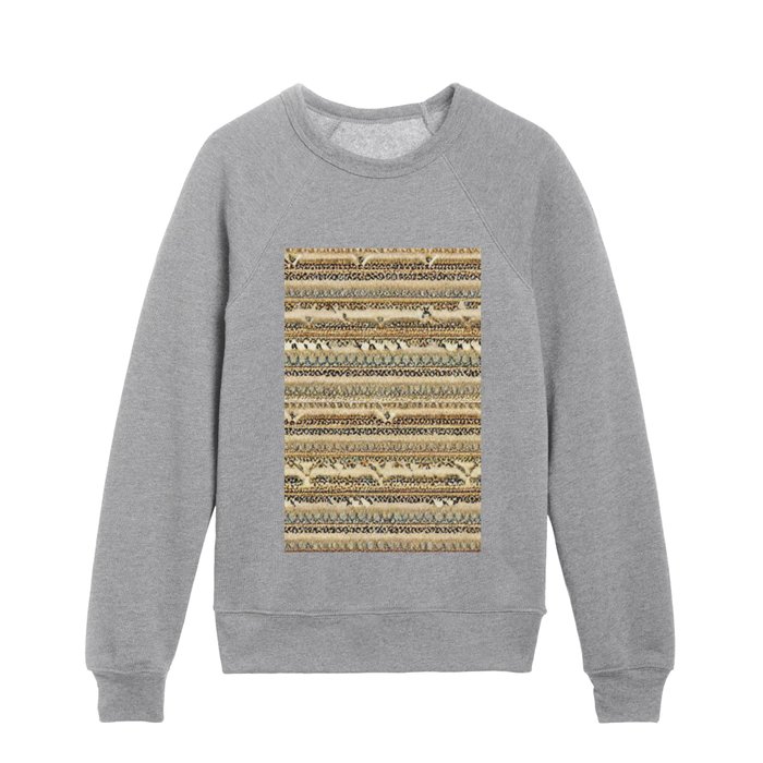 Beige Encrusted Pattern Kids Crewneck