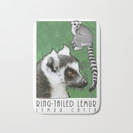 Ring-Tailed Lemur Bath Mat | Primate, Lemurart, Endangeredanimals, Ringtailedlemur, Lemurdrawing, Drawing, Endangeredspecies, Madagascarposter, Prosimian, Africanwildlife 